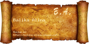 Balika Alina névjegykártya